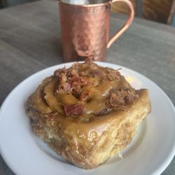 Sarahs Sweet And Savory - Bacon maple cinnamon roll with a Morning mule