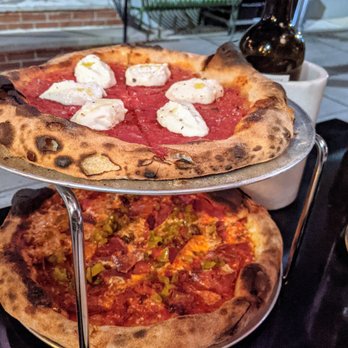 Sally - Red pie with stracciatella on top, soppressata pie on bottom - Pizza Near Me - Philadelphia, Pennsylvania Sally - Red pie with stracciatella on top, soppressata pie on bottom - Pizza Near Me - Philadelphia, Pennsylvania