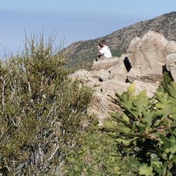 Salt Lake Valley Overlook - Sitting on the rock to get a better picture.