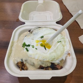 Guava Smoked - Locomoco spicy with fried rice.... please excuse the plastic knife, meant no disrespect just trying to break the egg yolk. Mahalo - Barbeque Near Me - Honolulu, Hawaii Guava Smoked - Locomoco spicy with fried rice.... please excuse the plastic knife, meant no disrespect just trying to break the egg yolk. Mahalo - Barbeque Near Me - Honolulu, Hawaii