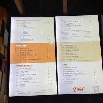 Dripp - Menu - Coffee & Tea Near Me - Fullerton, California