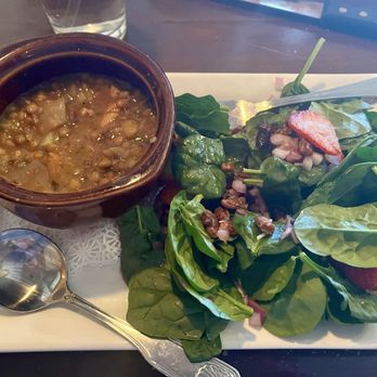 The Tavern Grille - Cajun lentil soup and strawberry salad (minus feta). - Sports Bars Near Me - Cottonwood, Arizona The Tavern Grille - Cajun lentil soup and strawberry salad (minus feta). - Sports Bars Near Me - Cottonwood, Arizona