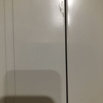 Carr Cabinets - Scratched cabinet door that was painted over and attempted be installed as new. - Cabinetry Near Me Carr Cabinets - Scratched cabinet door that was painted over and attempted be installed as new. - Cabinetry Near Me