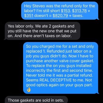 Midas - Text from store manger lying about these gaskets only being sold in sets. - Auto Repair Near Me - Dothan, Alabama Midas - Text from store manger lying about these gaskets only being sold in sets. - Auto Repair Near Me - Dothan, Alabama