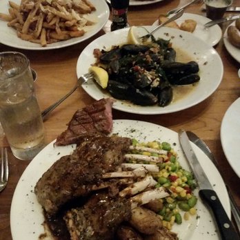 Mt. Washington Tavern - Good late night dinner. Top to bottom new Zealand man chops, mussels, truffle fries, t bone steak. Tuesday $16 t bone special! - American Near Me - Baltimore, Maryland