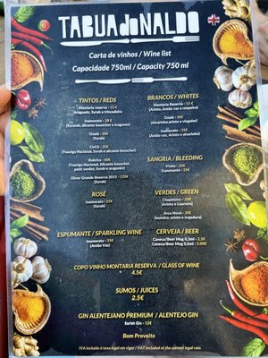 Menu photo 1 Tábua do Naldo Évora, 07 Menu photo 1 Tábua do Naldo Évora, 07