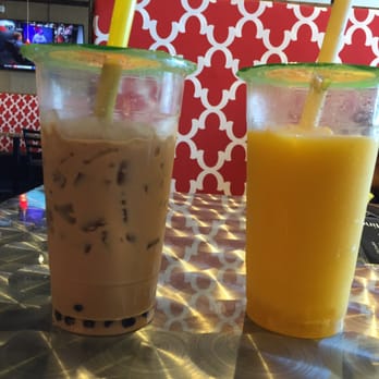 Bistro B - Mango smoothie mango jelly.  Milk tea w/ boba. My DD says boba is soft and flawless. The tea is not too bitter or sweet! - Vietnamese Near Me - Dallas, Texas
