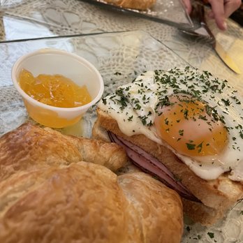 Quiche Et Crêpe - Croque madame with a croissant on the side. Just perfect. I wanna come back to try more. - French Near Me - Plattsburgh, New York Quiche Et Crêpe - Croque madame with a croissant on the side. Just perfect. I wanna come back to try more. - French Near Me - Plattsburgh, New York