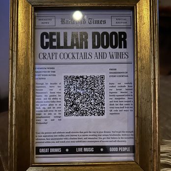 Cellar Door - QR Code Menu - Wine Bars Near Me - Pleasanton, California
