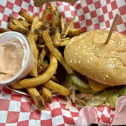 Ashton's Burger Barn - Ch burger Regular Fry