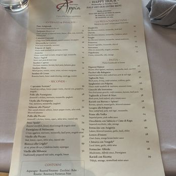 Trattoria Appia - One of the menus. - Italian Near Me - Providence, Rhode Island Trattoria Appia - One of the menus. - Italian Near Me - Providence, Rhode Island