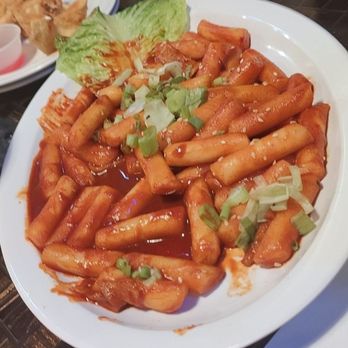 Yong gung - Dduk Bok Ki (Tteokbokki) and Cheese Rangoon in the background - Korean Near Me - Aurora, Colorado