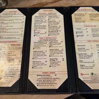 Gurkha Himalayan Kitchen - Inside of menu~ (December 2023) - Himalayan/Nepalese Near Me - Vancouver, British Columbia