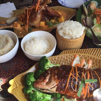 AmeriThai Bistro - Whole fish with spicy sauce ( in front) and crispy duck ( at the back) - Thai Near Me - Philadelphia, Pennsylvania AmeriThai Bistro - Whole fish with spicy sauce ( in front) and crispy duck ( at the back) - Thai Near Me - Philadelphia, Pennsylvania