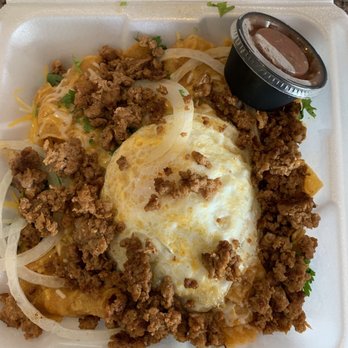 Mi Cielo Mexican Restaurant - Chilaquiles with only one egg and added Chorizo - Mexican Near Me - Redmond, Oregon Mi Cielo Mexican Restaurant - Chilaquiles with only one egg and added Chorizo - Mexican Near Me - Redmond, Oregon