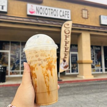 Nosotros Cafe - Iced caramel latte - Coffee & Tea Near Me - Banning, California Nosotros Cafe - Iced caramel latte - Coffee & Tea Near Me - Banning, California