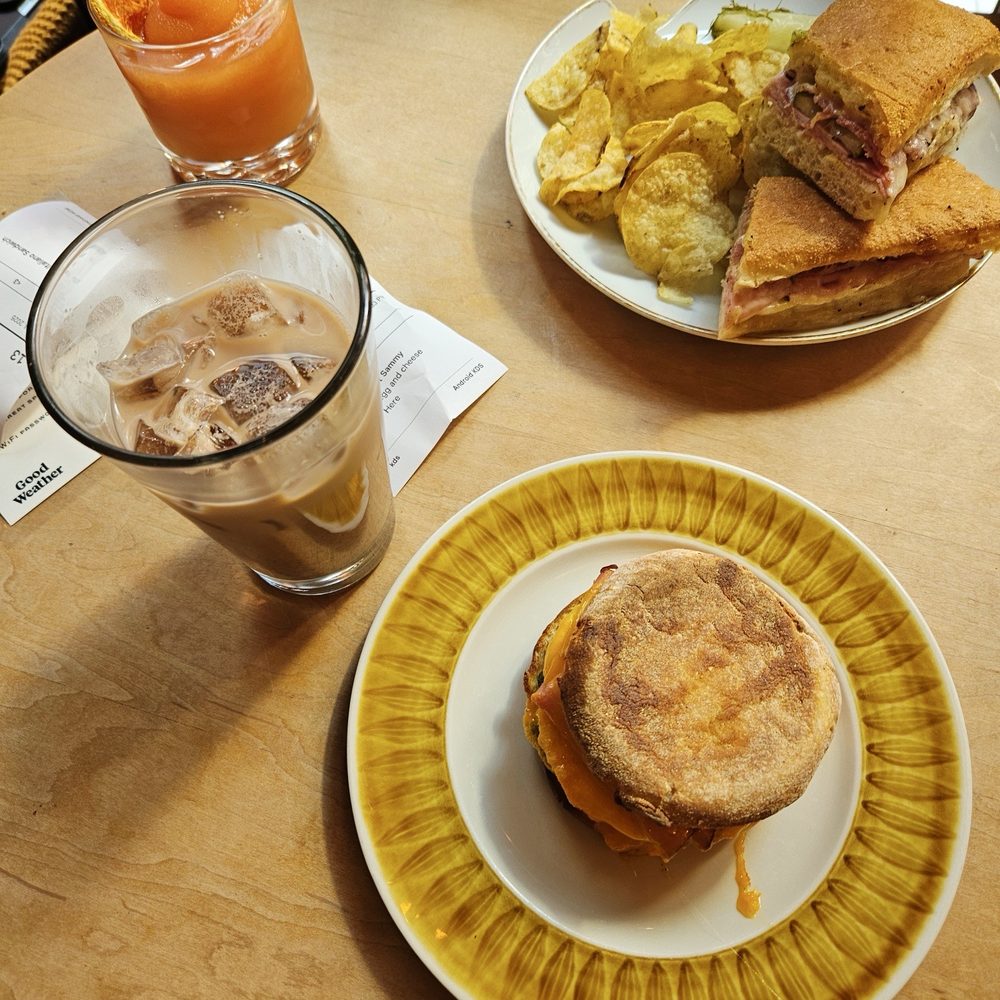 Yummy Cubano sandwich and (just ok) frozen Negroni. My date got an iced chai and breakfast sandwich... which I believed she enjoyed :) Yummy Cubano sandwich and (just ok) frozen Negroni. My date got an iced chai and breakfast sandwich... which I believed she enjoyed :)