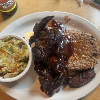 Cool Runnings - Jerk Wings with bbq sauce, cabbage, rice & plantain - Caribbean Near Me - Michigan City, Indiana