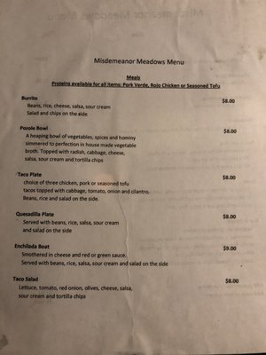 Menu photo 3 Misdemeanor Meadows Portland, OR