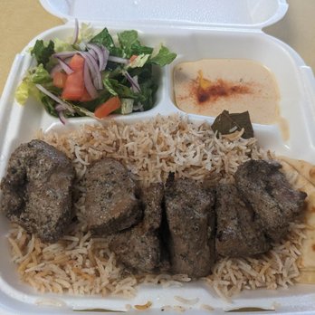 Kabab Plus Mediterranean Fusion Grill - chewy lamb kabob with hummus that is 90% water - Mediterranean Near Me - Thousand Oaks, California