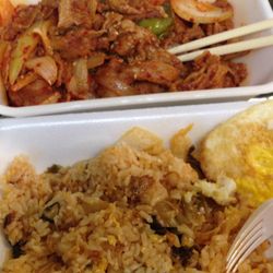 Fort Lee Korean Catering House - Spicy Pork $6 very good and Kimchi fried rice $5 just ok