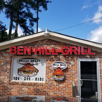 Ben Hill Grill - a brick building with a sign for ben hill grill - Burgers Near Me - Atlanta, Georgia