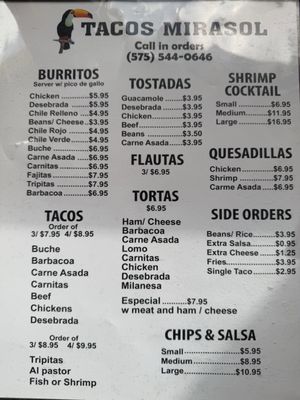 Menu photo 2 Tacos Mirasol Deming, NM