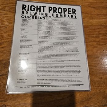 Right Proper Brewing Company - Menu - American Near Me - Washington, DC, District of Columbia Right Proper Brewing Company - Menu - American Near Me - Washington, DC, District of Columbia