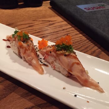 Sushi OK - Jeff made this for me on the house. Seared salmon belly on top of crab. - Sushi Bars Near Me - Riverside, California Sushi OK - Jeff made this for me on the house. Seared salmon belly on top of crab. - Sushi Bars Near Me - Riverside, California