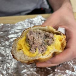 Westtown Amish Market - Pork sausage and cheese stuffed soft pretzel - life changing!