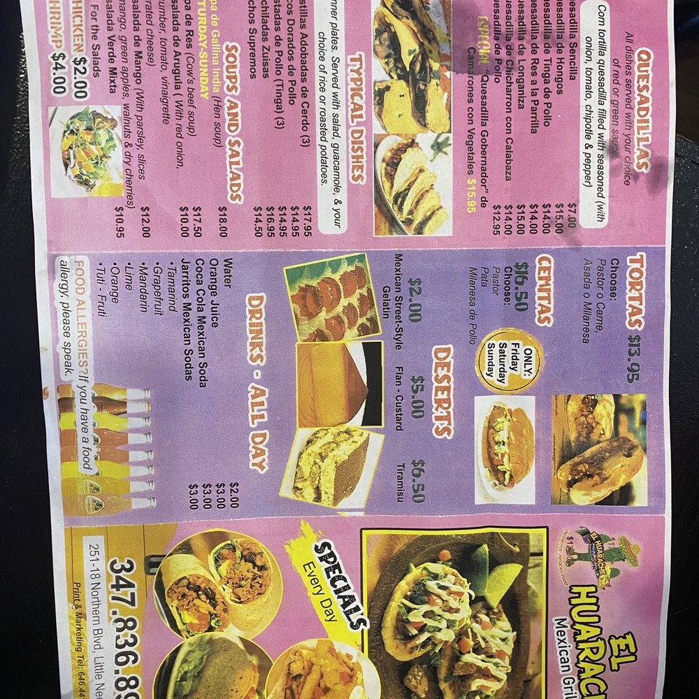 El Huarache - Menu page 2 - Mexican Near Me - Queens, New York