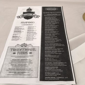 Maggie's Pub - the menu for the restaurant - British Near Me - Santa Fe Springs, California