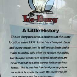 ows a sign stating that the ice - burg has been in business