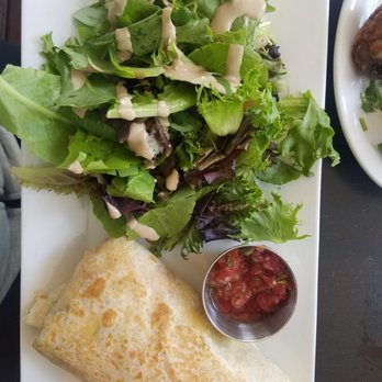 Blue Daisy - Vegetarian breakfast burrito with an enormous side salad - Creperies Near Me - Santa Monica, California