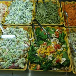 Marius Et Fanny - Colorful and fresh salads my favorite are the the two at the center front spinach with thick balsamic dres. the creamy celery apple walnut