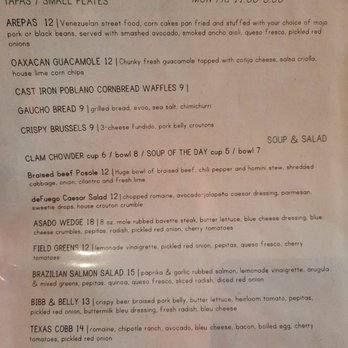 de Fuego - Menu - Latin American Near Me - Clackamas, Oregon