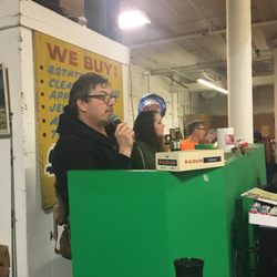 Sellers Auction - Mickey and Kalsie our writer in action at a recent Auction.