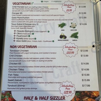 Curry Craft - Menu 8/2019 - Indian Near Me - San Marcos, California