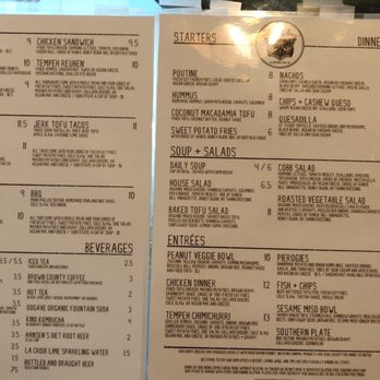 The Owlery Restaurant - Dinner Menu - Vegan Near Me - Bloomington, Indiana