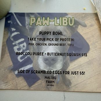 Malibu Farm - Doggie menu - Breakfast & Brunch Near Me - San Diego, California