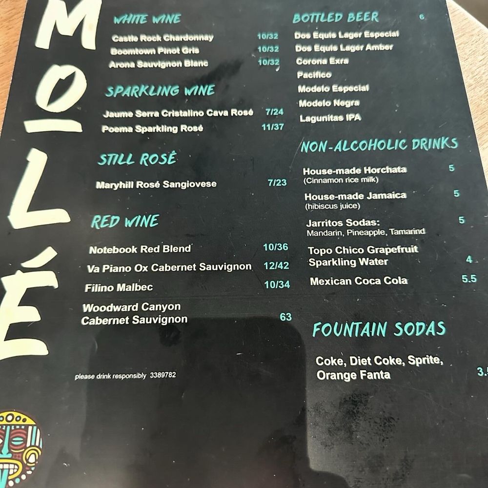 Molé Restaurant - Drink menu 4/17/24 - Mexican Near Me - Spokane, Washington Molé Restaurant - Drink menu 4/17/24 - Mexican Near Me - Spokane, Washington