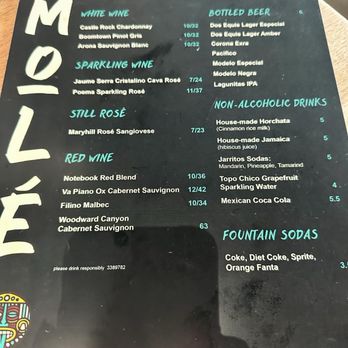 Molé Restaurant - Drink menu 4/17/24 - Mexican Near Me - Spokane, Washington Molé Restaurant - Drink menu 4/17/24 - Mexican Near Me - Spokane, Washington