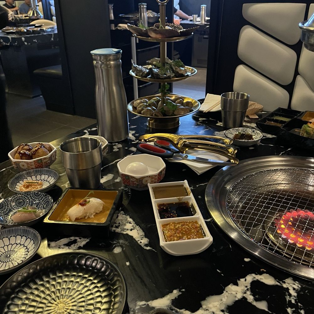 Sea Wagyu House - Seafood tower from Gold menu and various small plates from self-serve buffet - Barbeque Near Me - Milpitas, California Sea Wagyu House - Seafood tower from Gold menu and various small plates from self-serve buffet - Barbeque Near Me - Milpitas, California