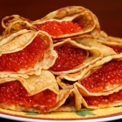 Misha's European Food Market - Our all-time favorite: blintzes with caviar