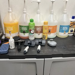 All the available shampoos and brushes provided; we used deodorizing and citrus plus (she smelled like oranges!)