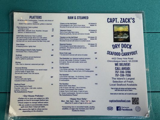 Menu photo 3 Captain Zack's Seafood Carryouts Chincoteague, VA Menu photo 3 Captain Zack's Seafood Carryouts Chincoteague, VA