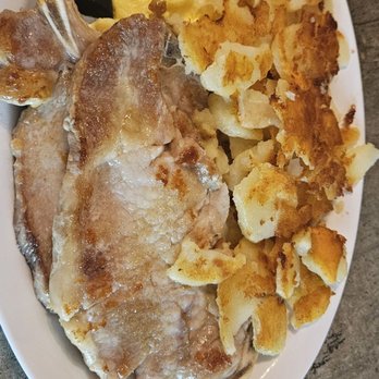 Kimmy D's 49th Street Cafe - Grilled pork chop and eggs served soft with well done American fries. - Breakfast & Brunch Near Me - Clearwater, Florida