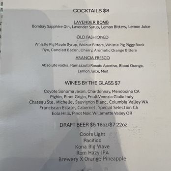 Warehouse 72 - HH menu drinks - American Near Me - Irvine, California