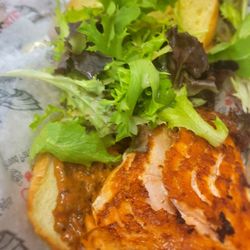 Chickie's and Pete's - Salmon burger with some kind of sauce