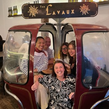 The Lavaux - Gondola for Two (yes, you can dine in it), but we managed to squeeze five into it for the photo op. - Fondue Near Me - New York, New York The Lavaux - Gondola for Two (yes, you can dine in it), but we managed to squeeze five into it for the photo op. - Fondue Near Me - New York, New York